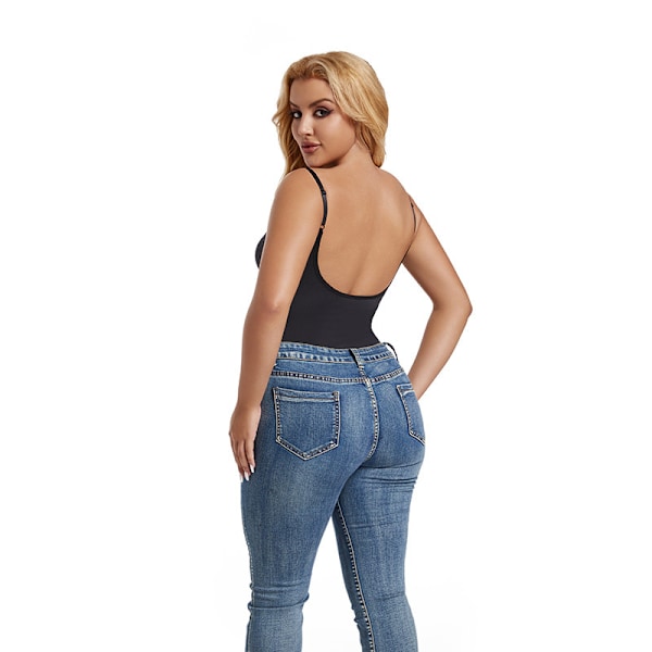 Sømløs V-hals Bodystocking Shapewear til Kvinder Black S