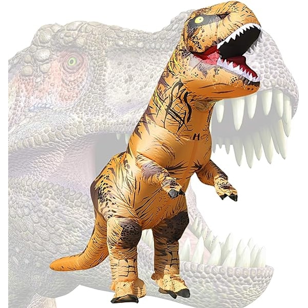 Uppblåsbar Dinosauriekostym för Vuxna, Dinosaurie Uppblåsbar Kostym för Vuxna Brown