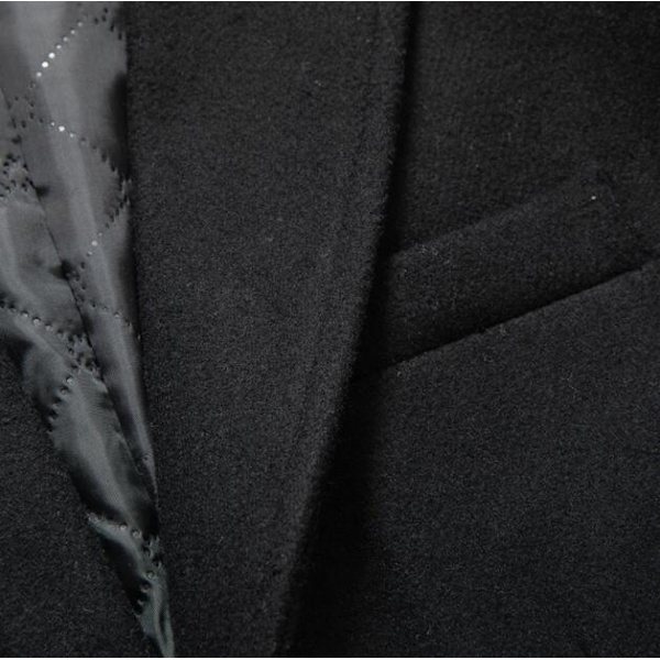 Lång kappa för män Slim Fit Vinterkappa Varm överrock black M
