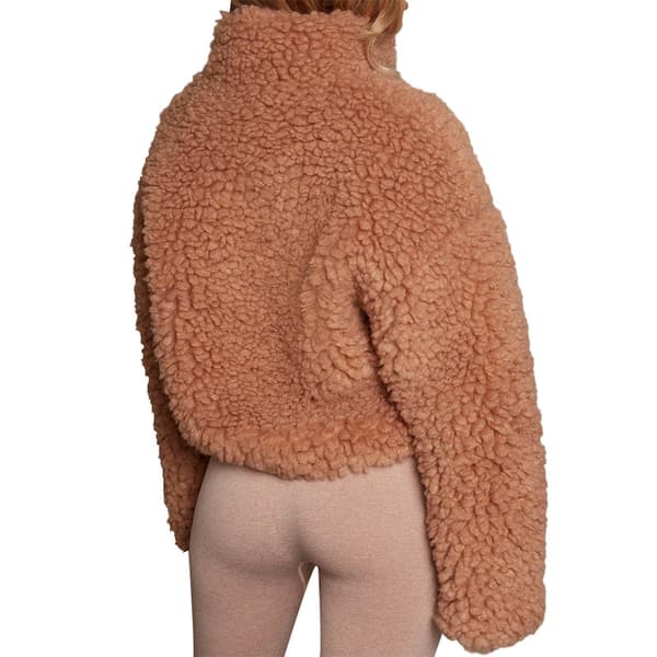 Långärmad Croppad Sherpajacka för Dam Brown XL