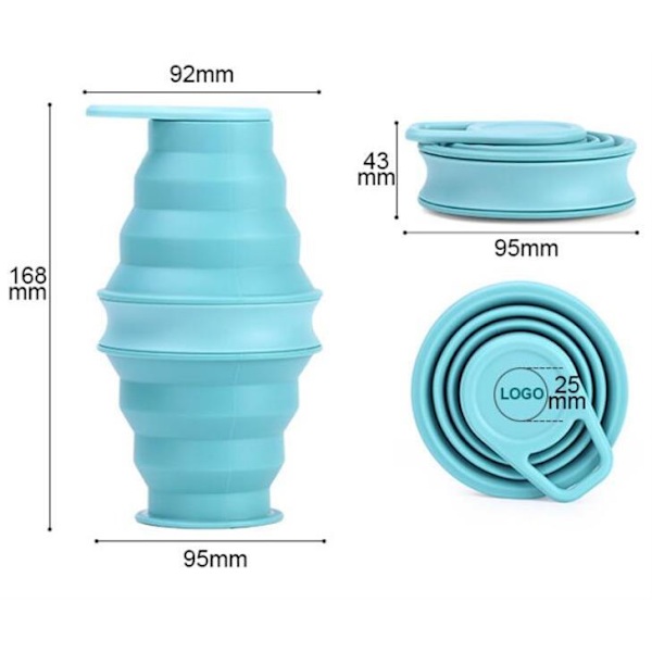500 ml silikon vikbar sportvattenflaska Blue