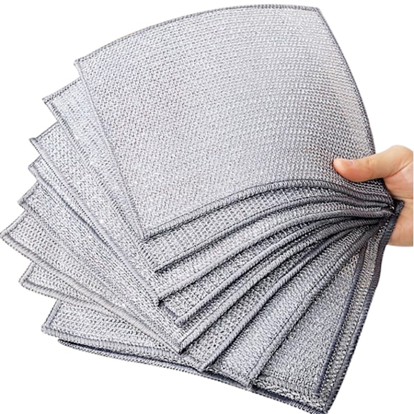 10 st Multifunktionell Disktrasor av Ståltråd, Metallrengöringsduk för Vått och Torrt double-deck: 20CM X 20CM