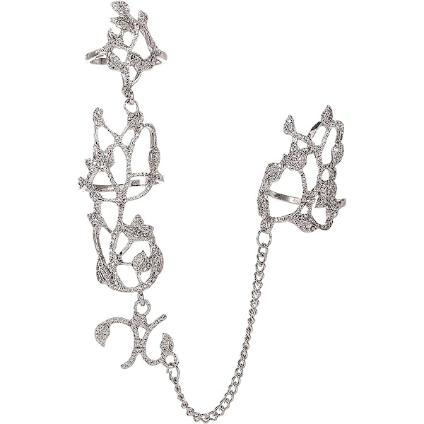 Charm Leaf Full Finger Rings Crystal Knuckle Ring Silver