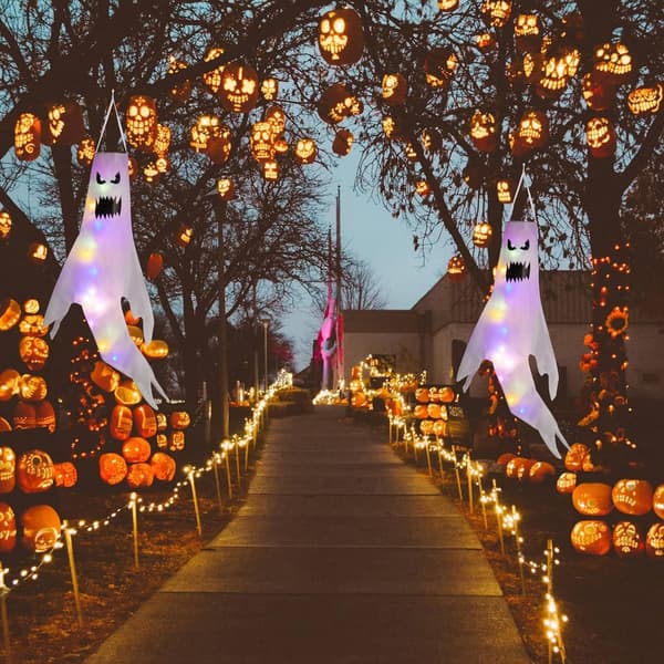 2-pack Halloween Spöke Hängande Vindstrutar För Utomhusdekorationer Style 4