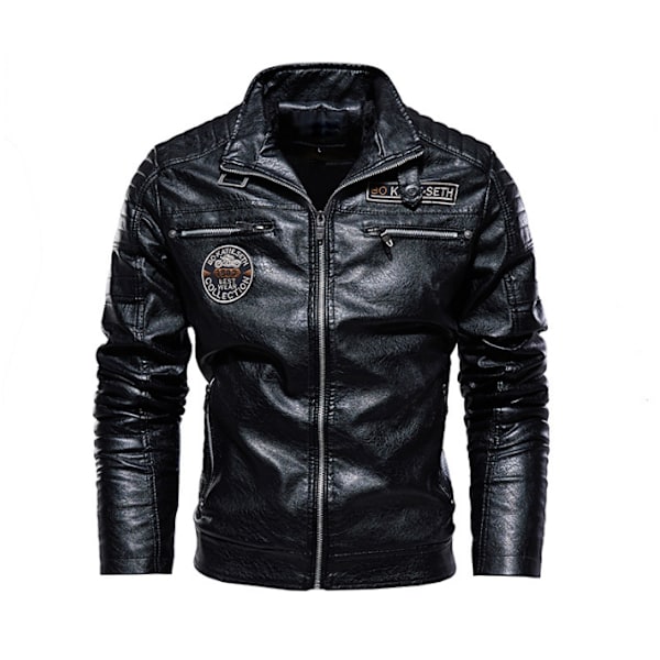 Män brun läder motorcykeljacka black M