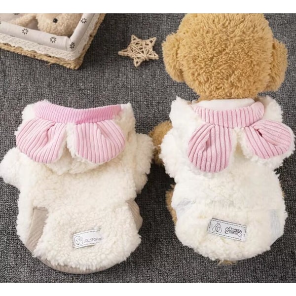 Kattkläder Höst och Vinter Hundkläder Söt Varma Pink White XS