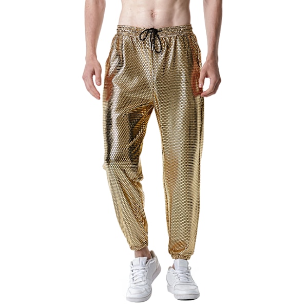 Shiny Disco Party Byxor för män gold XL