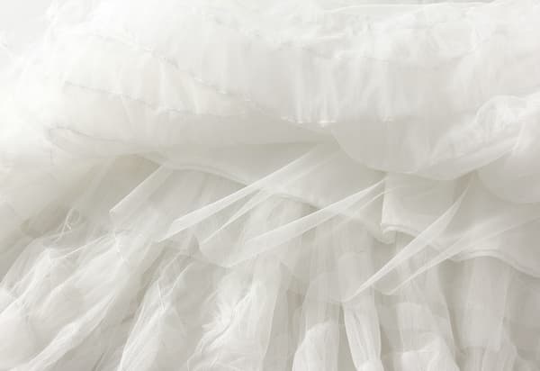 Kvinders Sød Elastisk Talje Tulle Lagdelt Ruffles Mesh Lang Lagdelt Skørt White