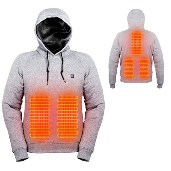 Mænds Casual Hættetrøje med USB Opvarmning Grey S