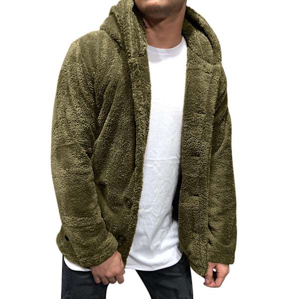 Herr höst vinter huva enfärgad fleecejacka green 2XL