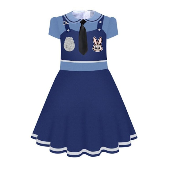 Flickor Klänning Bunny Officer Cos Kostym Blue Children 140