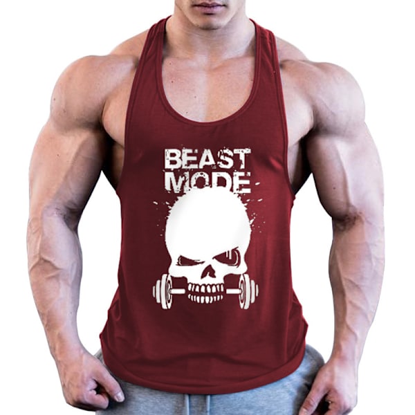 Herre Trenings- og Bodybuilding Stringer Tanktopp Wine Red 4XL