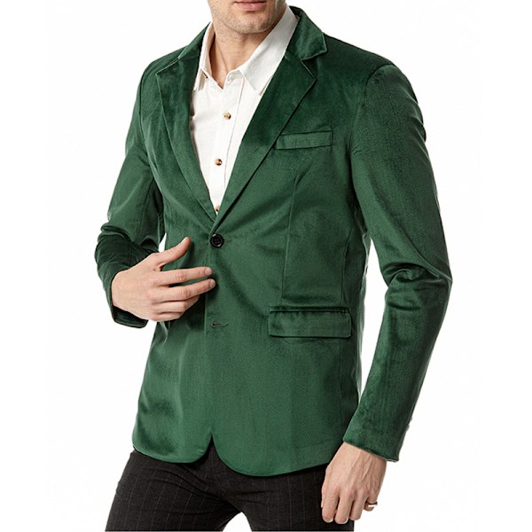 Herrjacka i sammetsblazer med två knappar Dark Green 2XL