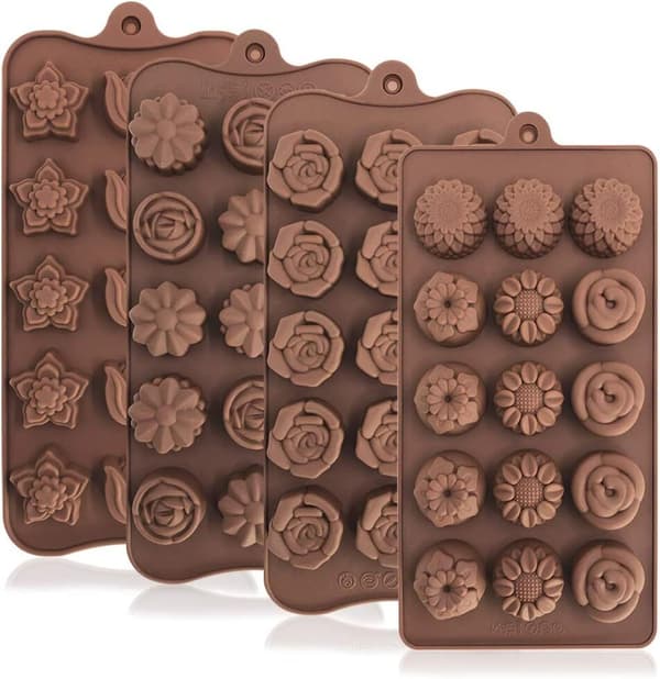4 Pak Blomsterformet Silikonforme Chokolade Slikforme