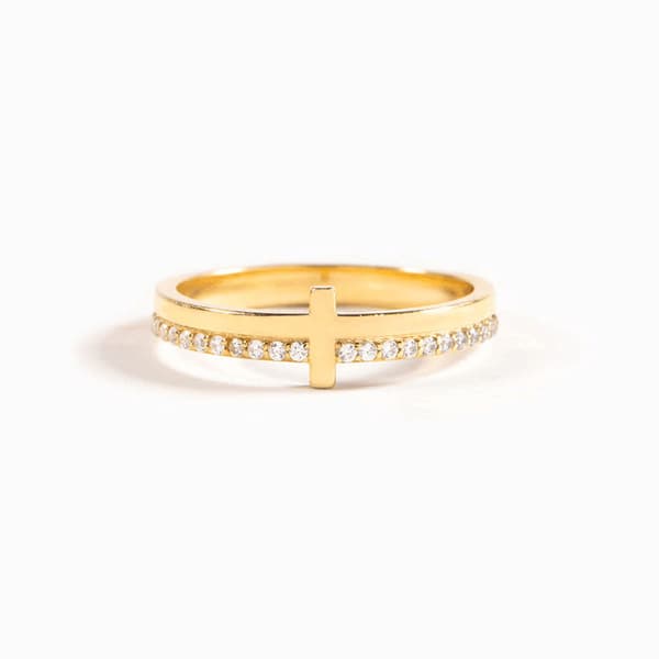 Korsböne Ringar för Kvinnor Trendiga Stapelbara Evighetslöftesringar Gold Size 8