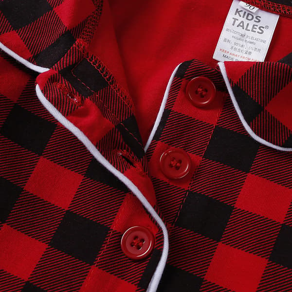 Pyjamas Set för Barn Rutig Långärmad Lounge Set B 100
