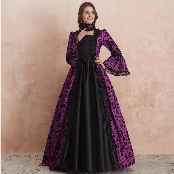 Naisten Trompettihärkähihainen Gootti Retromekko Purple M