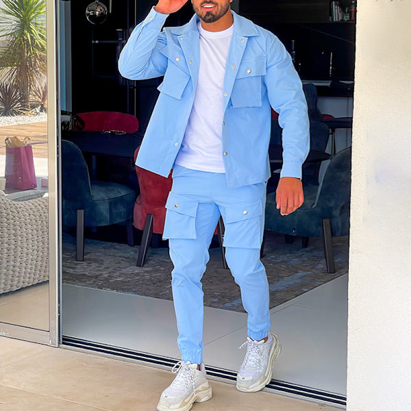 Sweatsuits för män Långärmad Casual 2-delad Green M