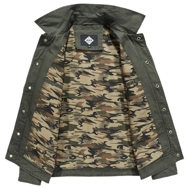 Casual Military Lapeljacka i bomull för män dark green S