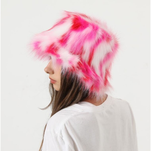 Dames Vinter Kunstig Pels Fuzzy Varmt Spandhat Pink