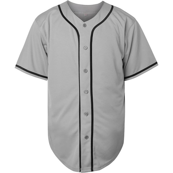 Miesten Cardigan Baseball Jersey Lyhythihainen Urheilupaita Gray M