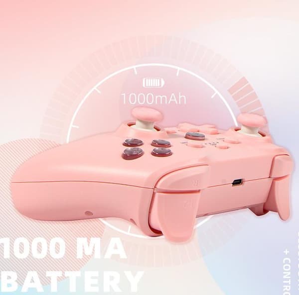 Bluetooth Trådløs Spillkontroll med 2.4G Mottaker Pink