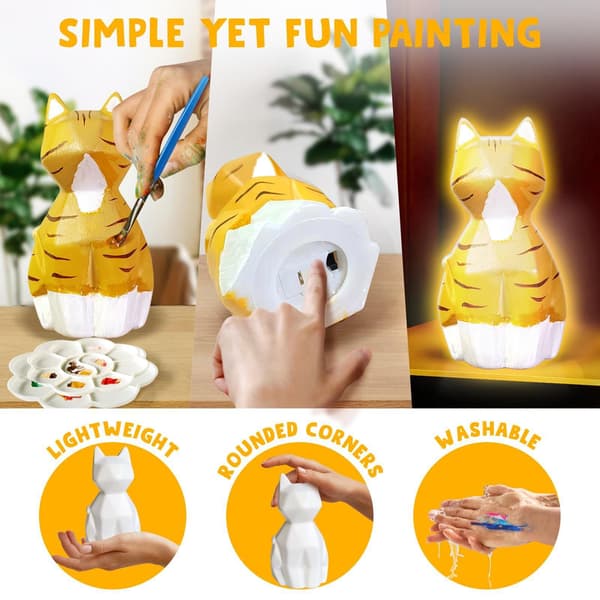 Mal Ditt Eget Kattelampe-sett, 2 stk DIY Kattehåndverk Nattlys