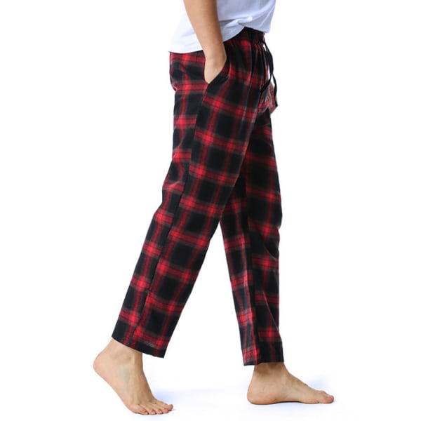 Supermjuka pyjamasbyxor i bomull för män black red L