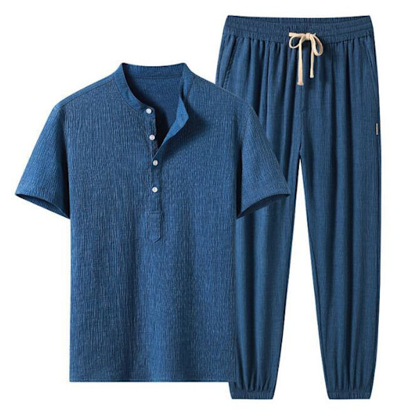 Herr 2 st kortärmad skjorta Casual Suit blue L