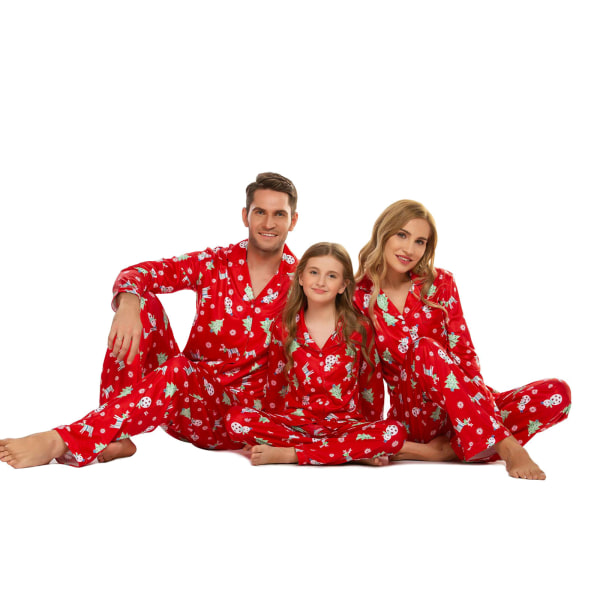 Familj julpyjamas Xmas Pyjamas matchande set Red-Child 3-4Y