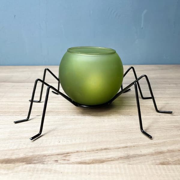 Halloween Glass Spider Lysestake Green