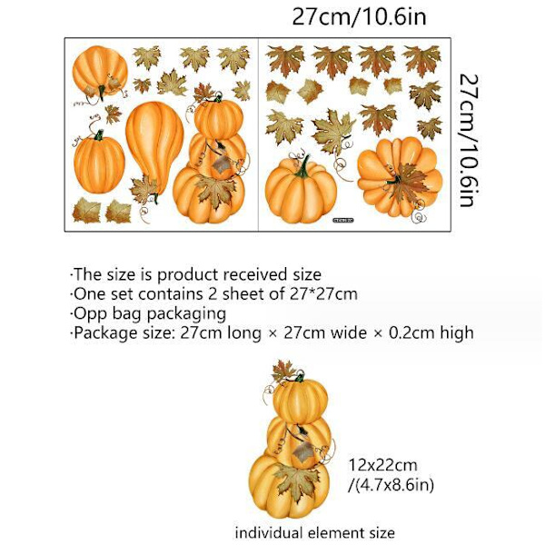 Høstblader med gresskar Halloween-dekorasjon Selvklebende maleri 27*27CM