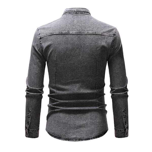 Långärmad jeansskjorta för män light grey XL