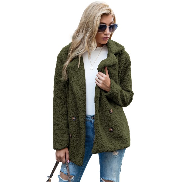 Dam Faux Shearling Shaggy Oversized Shacket Jacka Green 3XL