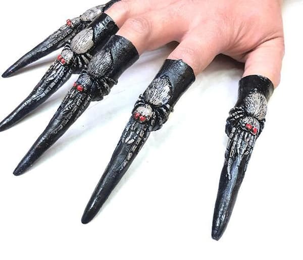 5 stk. Halloween Spøgelsessimulerende Lange Negle Black