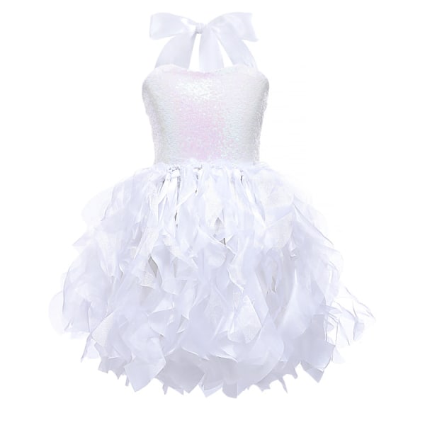 Tutu klänning för flickor Glittrande paljetter i tyll baloutfit White 8T
