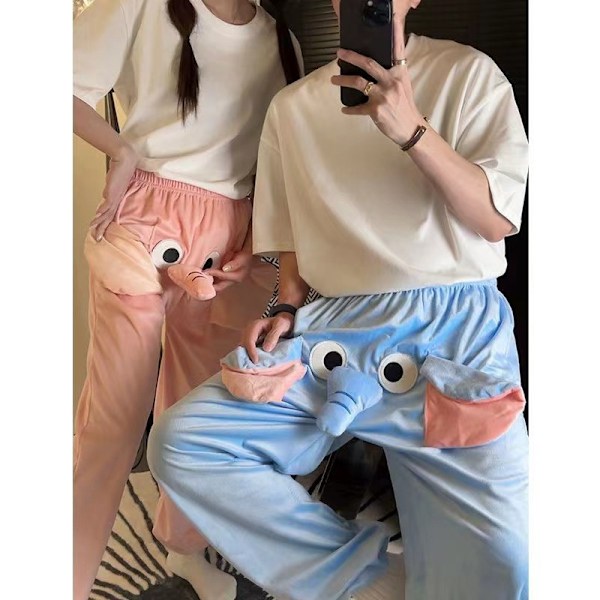 Hauskat Elefantti-Pyjamahousut, Söpöt Kolmiulotteiset Pari-Pyjamahousut Pink M