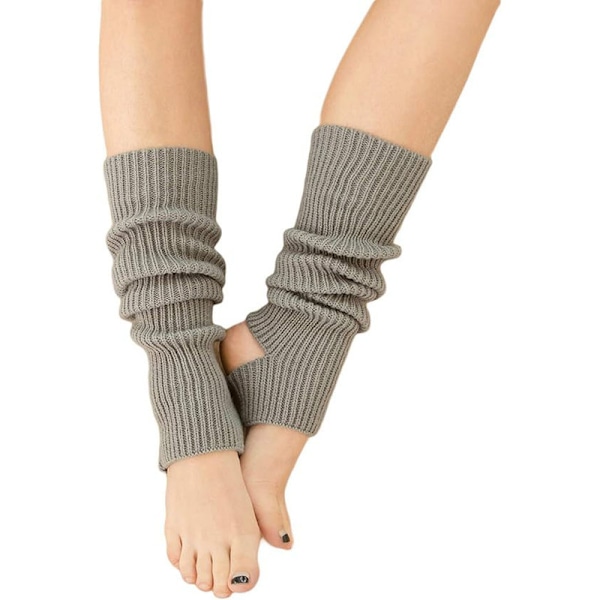 Balettbenvärmare för kvinnor Stickade Stirrup Benvärmare Grey