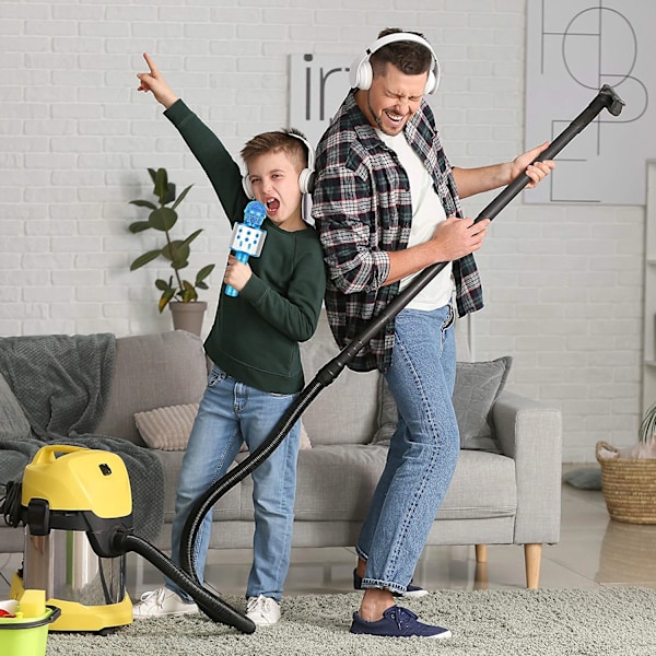 Trådlös Bluetooth karaokemikrofon med LED-lampor Silver