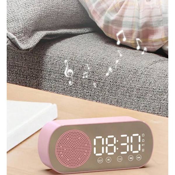 Trådlös Bluetooth-högtalare, multifunktionell högtalarklocka pink