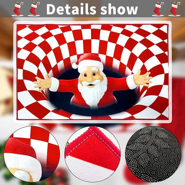 3D Juleillusionstæppe Julemand Bottomless Hole Optisk Illusion Arealtæppe 50*80CM