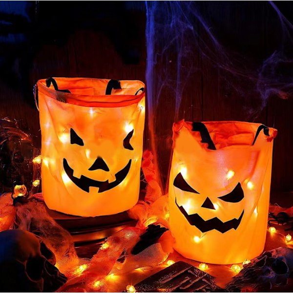 2 delar LED-ljus Halloween godispåsar Smiley Style 2