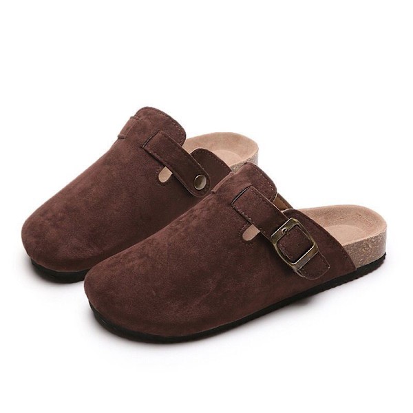 Mules för Kvinnor, Platta Skor, Bekväma Rundtåade Loafers utan Hälkappa coffee 37