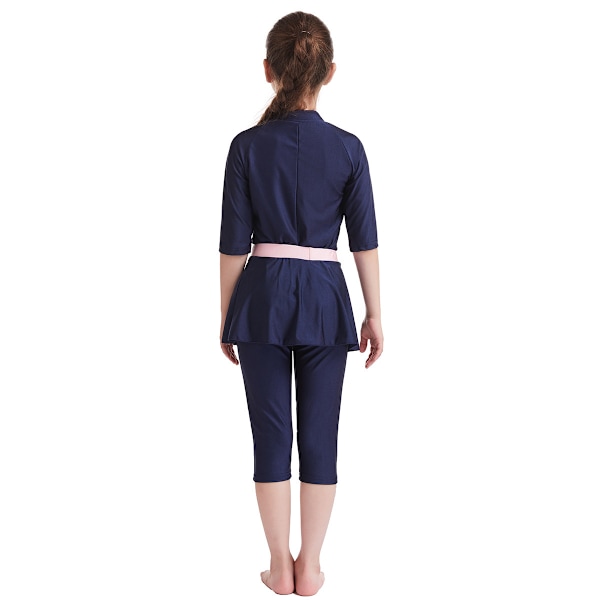 Girls Chic 3ST Rash Guard Badkläder Soldräkter Dragkedja Navy 140cm