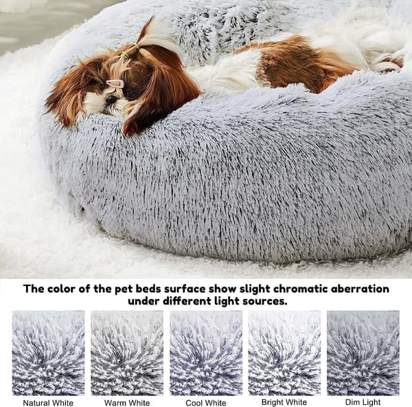 Rolig Hundebed for Små Hunder - Donut Vaskbar Lite Dyrebed Grey