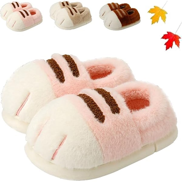 Damkatt Tofflor, 3D Katt Tass Cartoon Tofflor Pink 40-41