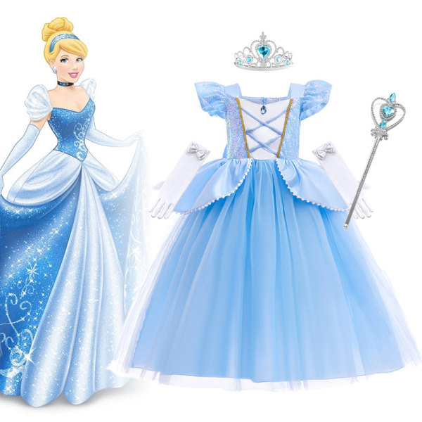 Prinsesse Askepott Kostyme for Jenter Barn Cosplay Kjole Karneval Antrekk 110