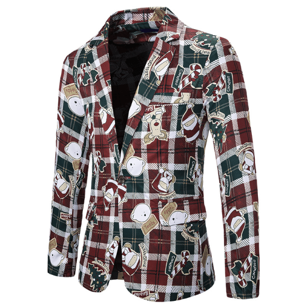 Herre Juleblazer Stygg X-Mas Ferie Trykk Dressjakke Red XL