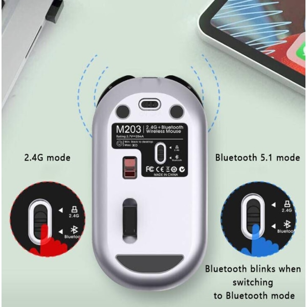 Trådlös Bluetooth-mus med 2.4G-mottagare Blue