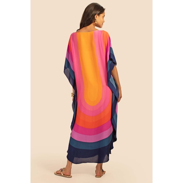 Kvindes Regnbue Plus Size Strand Skjortekjole Yellow